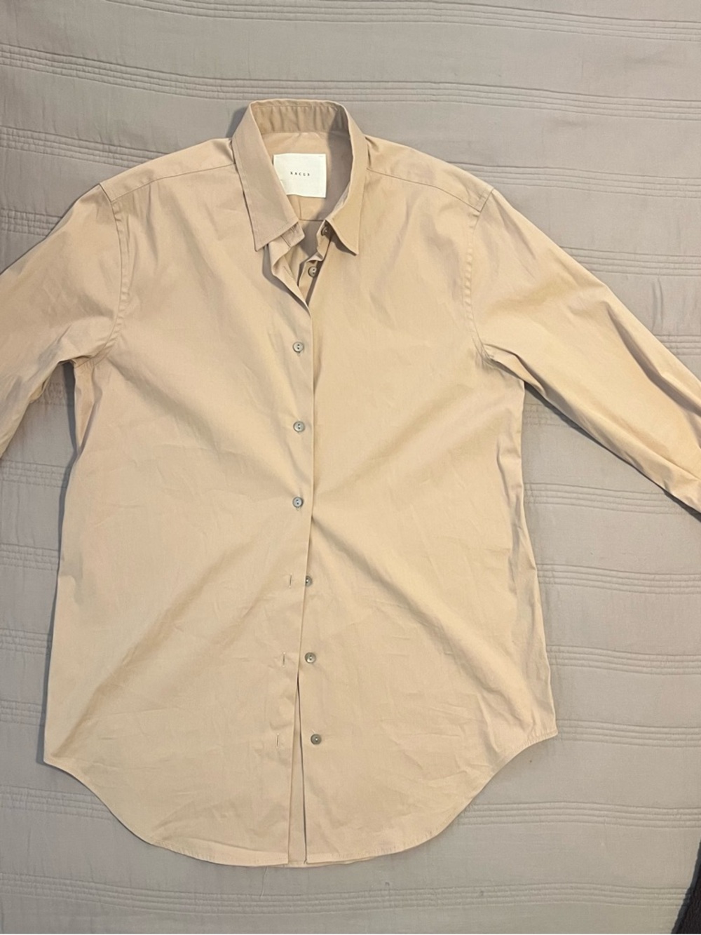 Xacus Women’s Light Beige Long Sleeve Button Shirt City Neutral Office Classic
